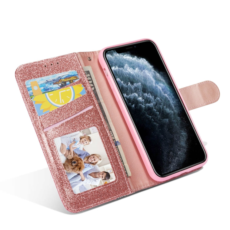For iPhone 11 Pro Glitter Powder Butterfly Leather Phone Case