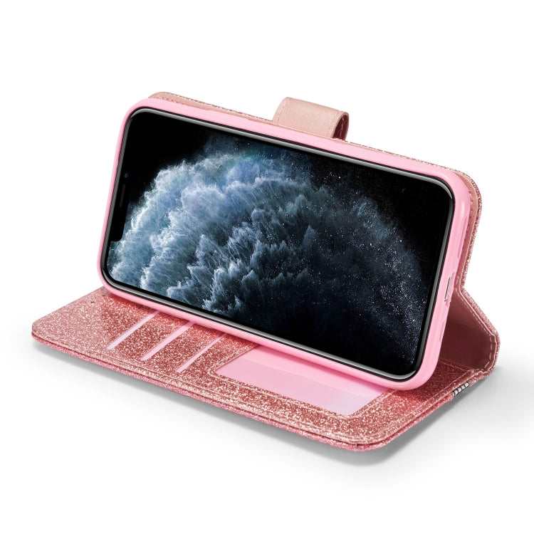 For iPhone 11 Pro Glitter Powder Butterfly Leather Phone Case