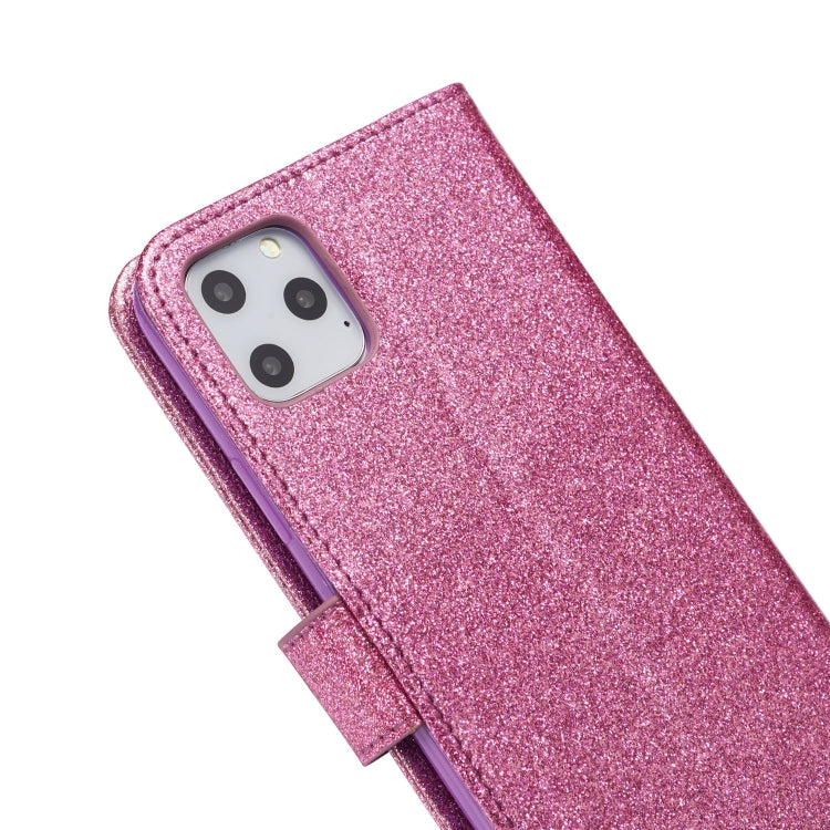 For iPhone 11 Pro Max Glitter Powder Butterfly Leather Phone Case