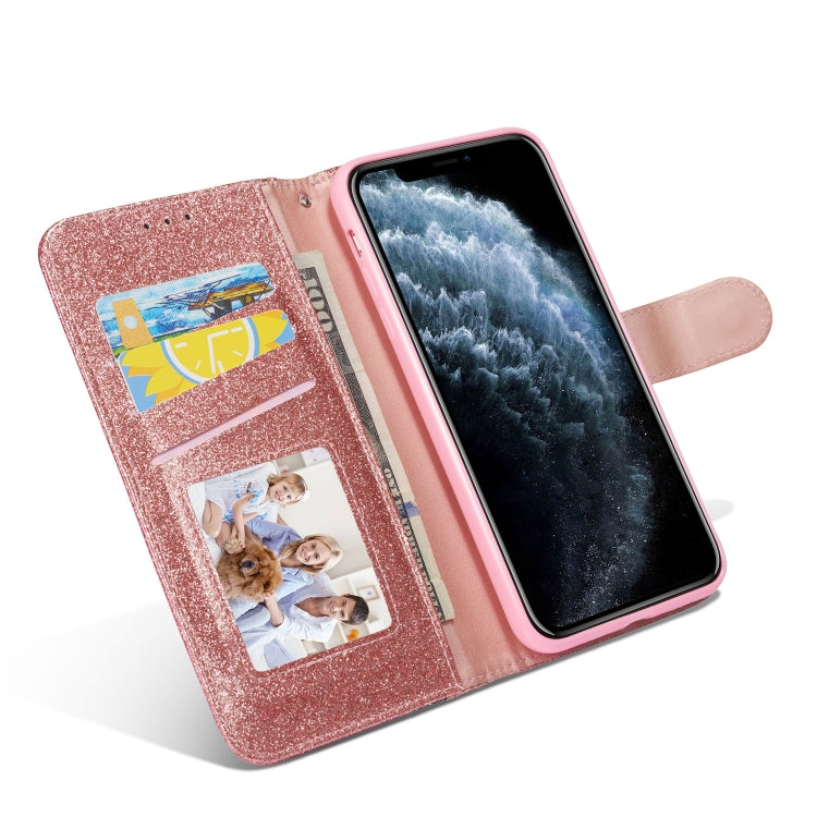 For iPhone 11 Pro Max Glitter Powder Butterfly Leather Phone Case