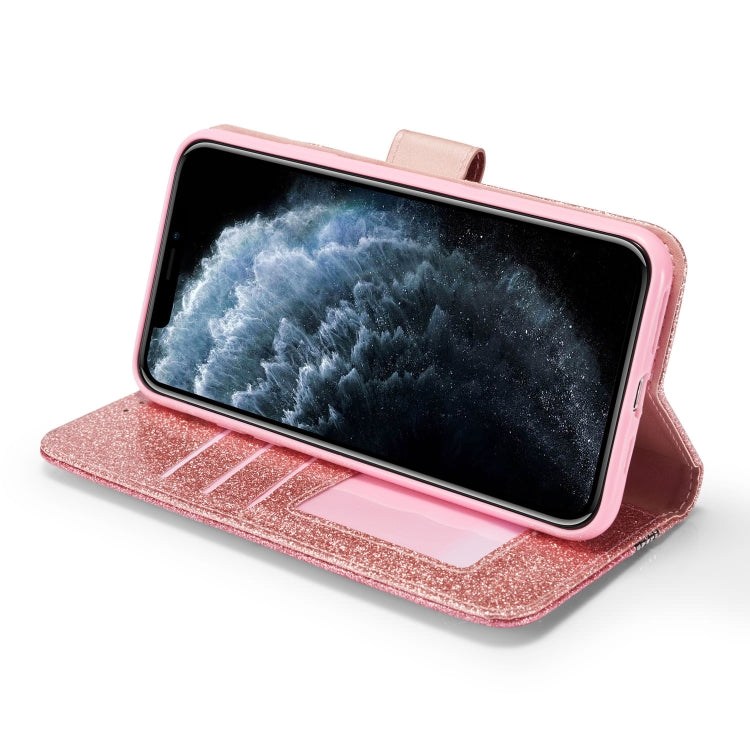 For iPhone 11 Pro Max Glitter Powder Butterfly Leather Phone Case