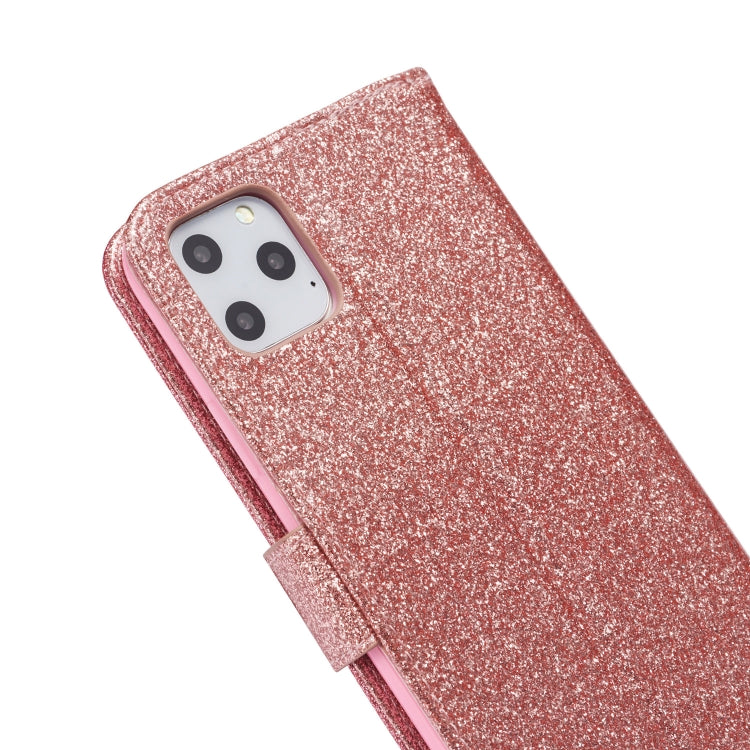 For iPhone 11 Pro Max Glitter Powder Butterfly Leather Phone Case