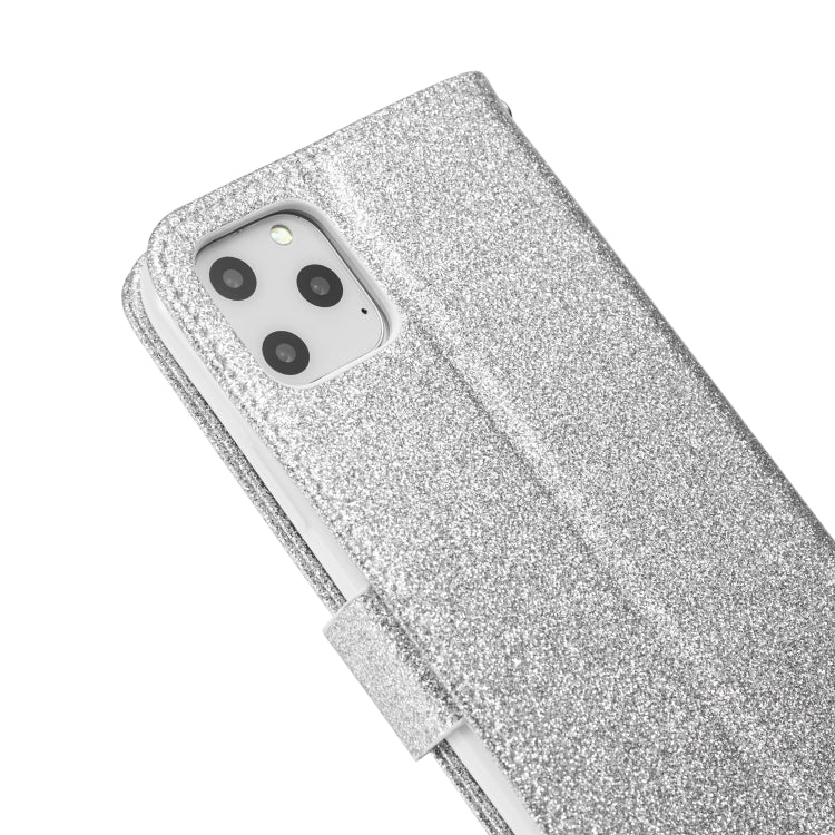 For iPhone 11 Pro Max Glitter Powder Butterfly Leather Phone Case