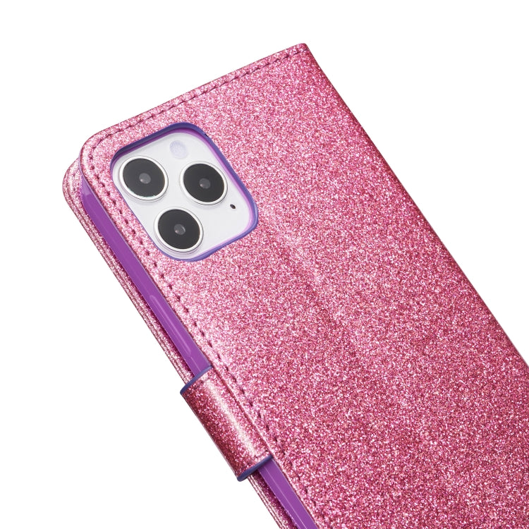 For iPhone 12 Pro Max Glitter Powder Butterfly Leather Phone Case