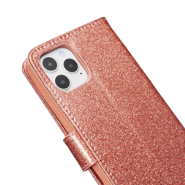For iPhone 12 Pro Max Glitter Powder Butterfly Leather Phone Case