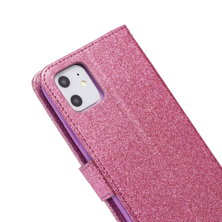 For iPhone 11 Glitter Powder Butterfly Leather Phone Case