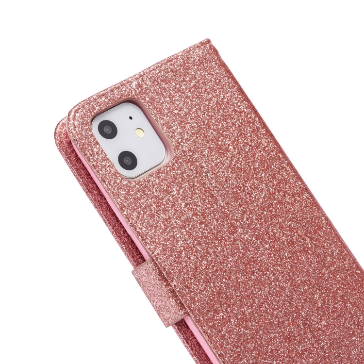 For iPhone 11 Glitter Powder Butterfly Leather Phone Case