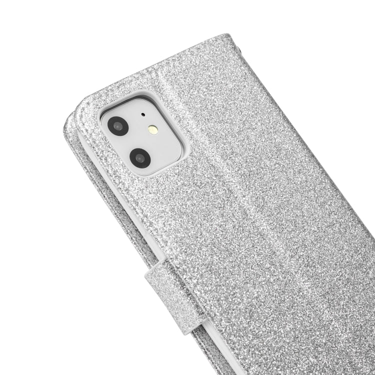 For iPhone 11 Glitter Powder Butterfly Leather Phone Case