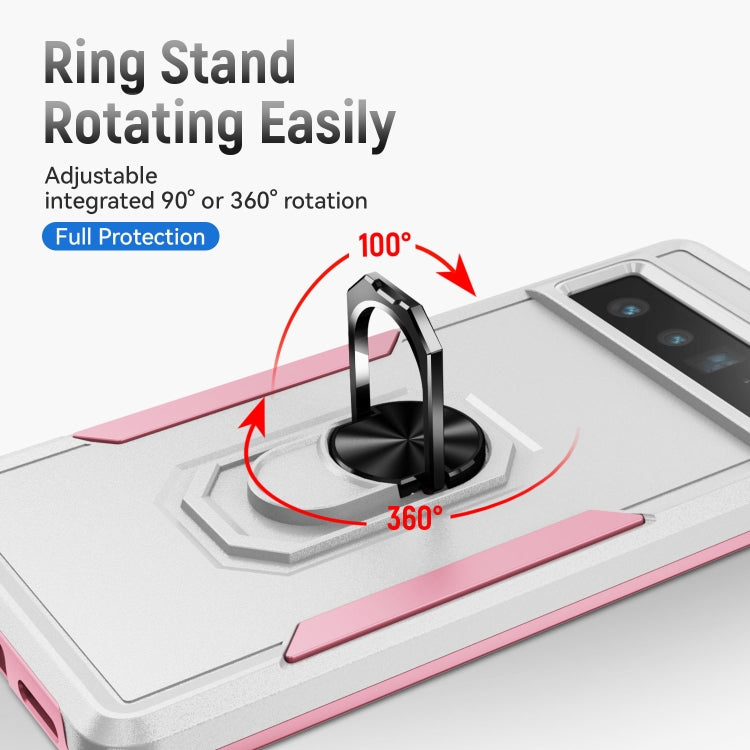 For Google Pixel 7 Pro Ring Kickstand Heavy Duty Shockproof Phone Case