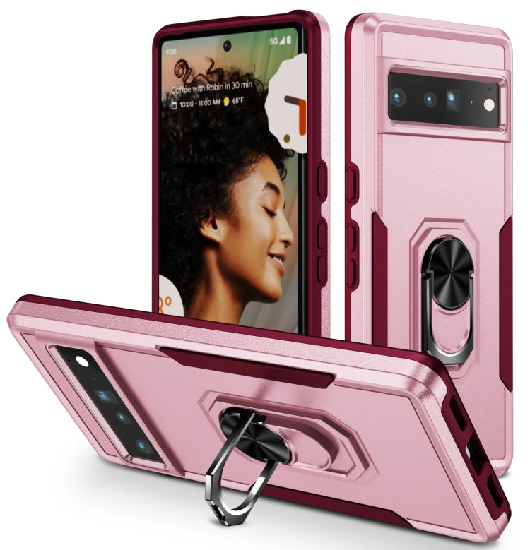 For Google Pixel 7 Pro Ring Kickstand Heavy Duty Shockproof Phone Case
