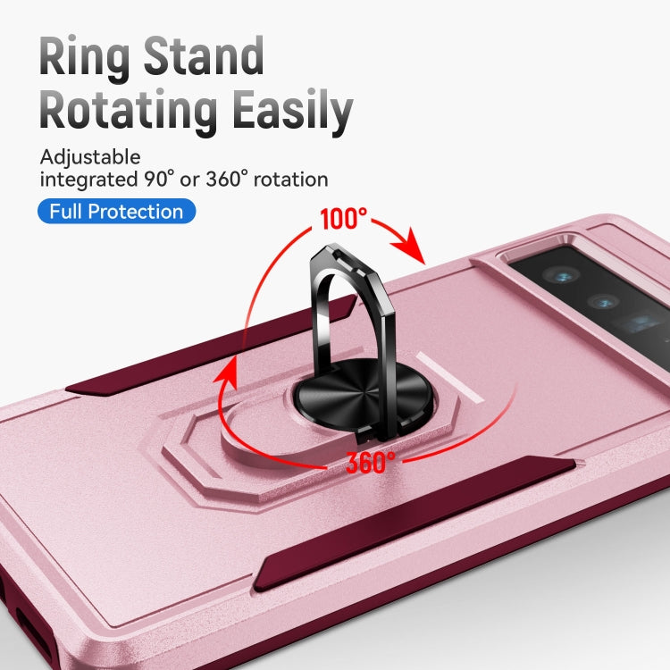 For Google Pixel 7 Pro Ring Kickstand Heavy Duty Shockproof Phone Case