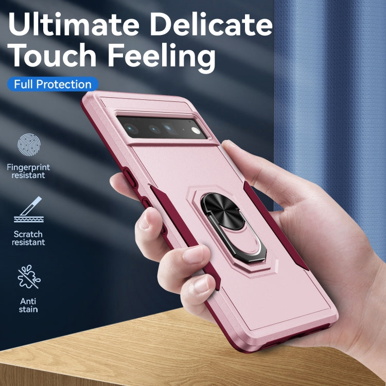 For Google Pixel 7 Pro Ring Kickstand Heavy Duty Shockproof Phone Case