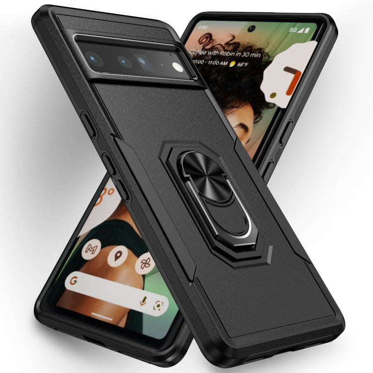 For Google Pixel 7 Pro Ring Kickstand Heavy Duty Shockproof Phone Case