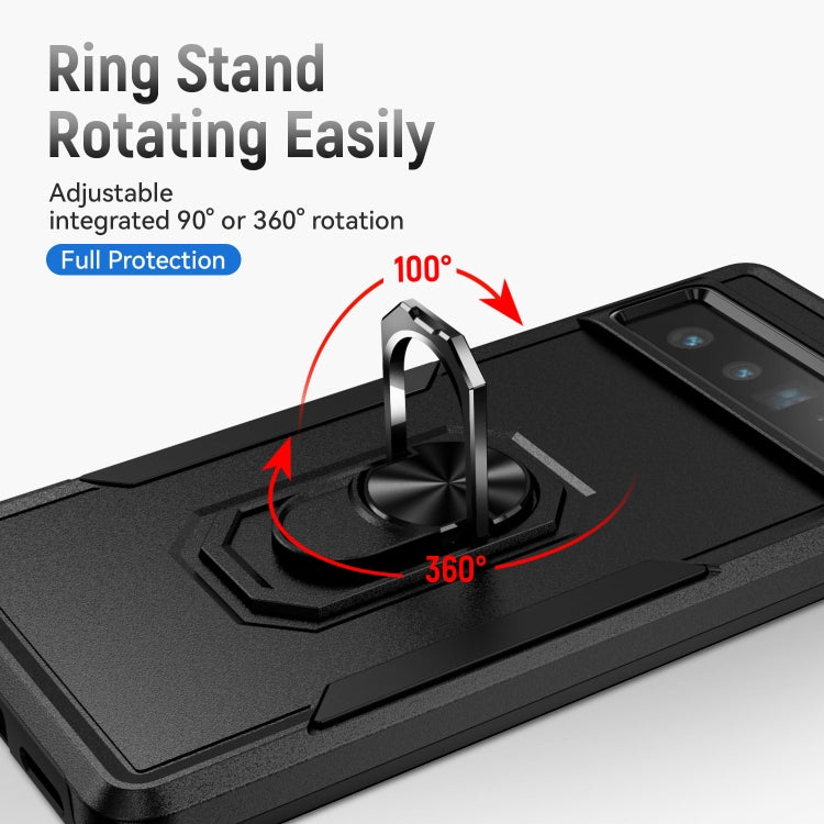 For Google Pixel 7 Pro Ring Kickstand Heavy Duty Shockproof Phone Case