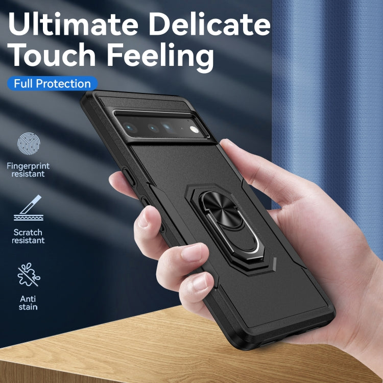 For Google Pixel 7 Pro Ring Kickstand Heavy Duty Shockproof Phone Case