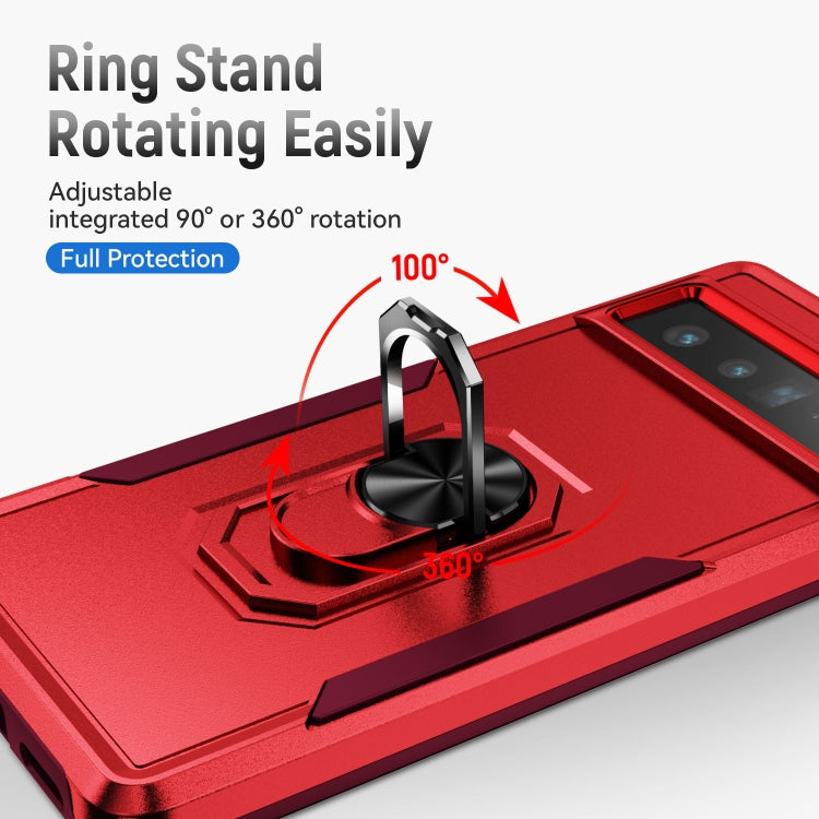 For Google Pixel 7 Pro Ring Kickstand Heavy Duty Shockproof Phone Case