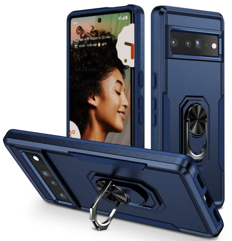 For Google Pixel 7 Pro Ring Kickstand Heavy Duty Shockproof Phone Case
