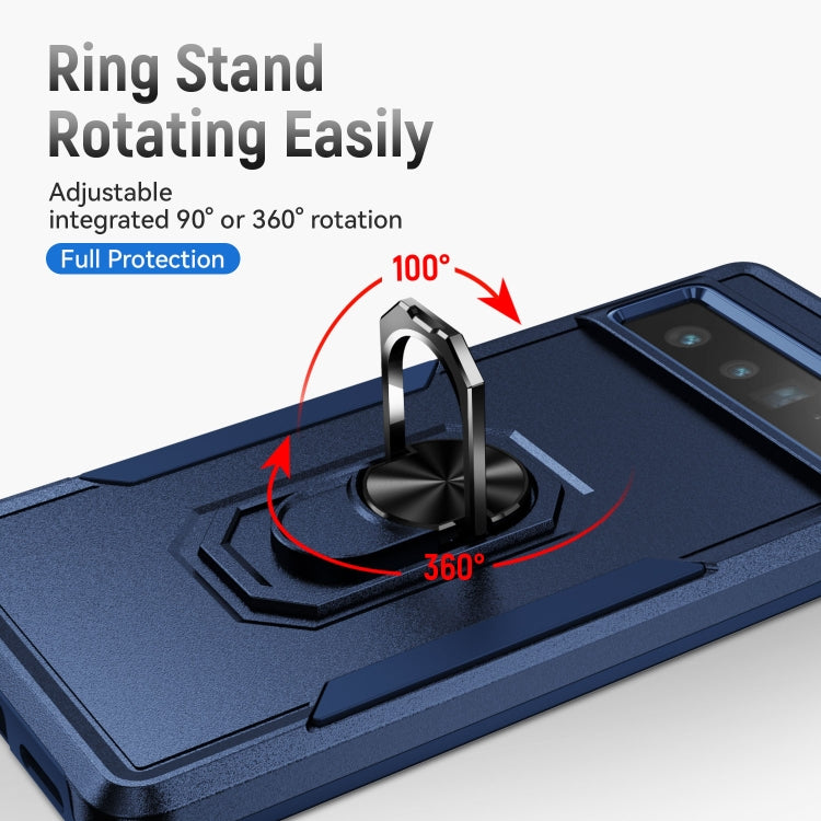 For Google Pixel 7 Pro Ring Kickstand Heavy Duty Shockproof Phone Case