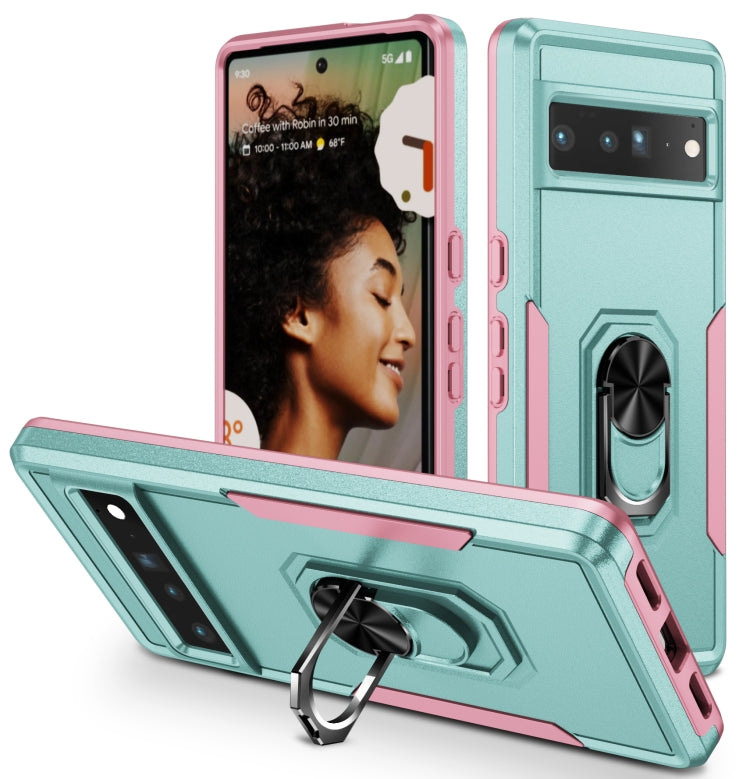 For Google Pixel 7 Pro Ring Kickstand Heavy Duty Shockproof Phone Case