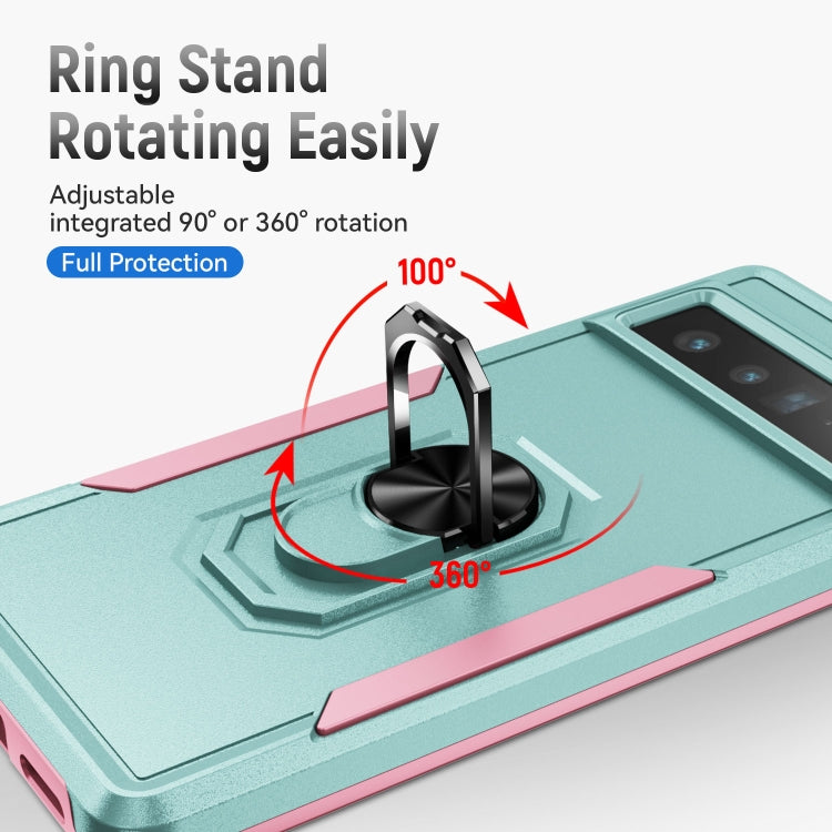 For Google Pixel 7 Pro Ring Kickstand Heavy Duty Shockproof Phone Case