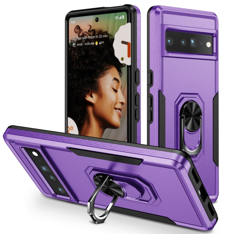 For Google Pixel 7 Pro Ring Kickstand Heavy Duty Shockproof Phone Case