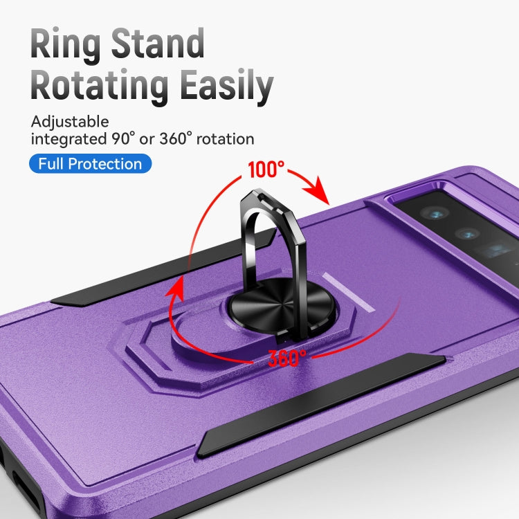 For Google Pixel 7 Pro Ring Kickstand Heavy Duty Shockproof Phone Case
