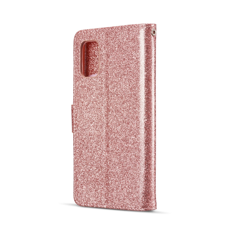 For Samsung Galaxy A41 Glitter Powder Butterfly Leather Phone Case