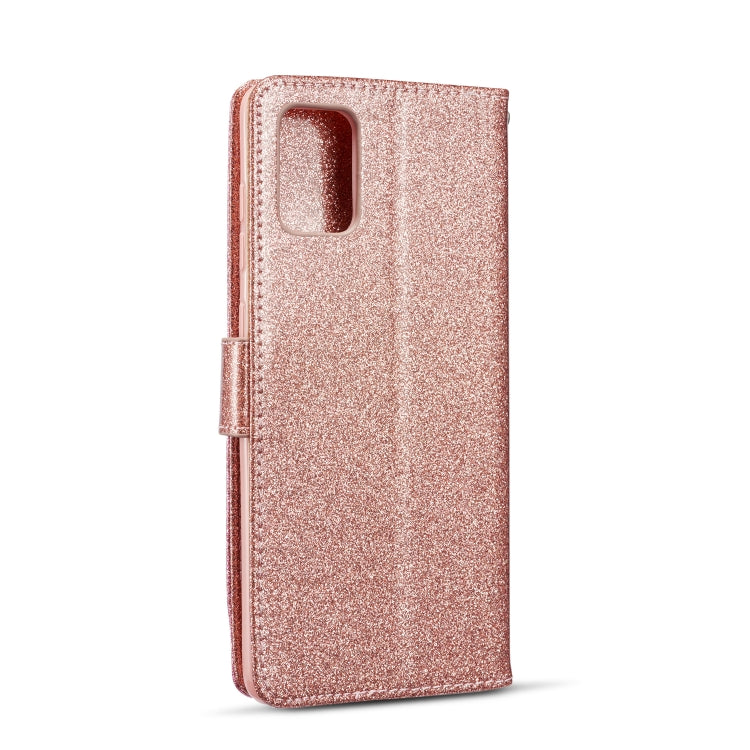 For Samsung Galaxy A51 Glitter Powder Butterfly Leather Phone Case