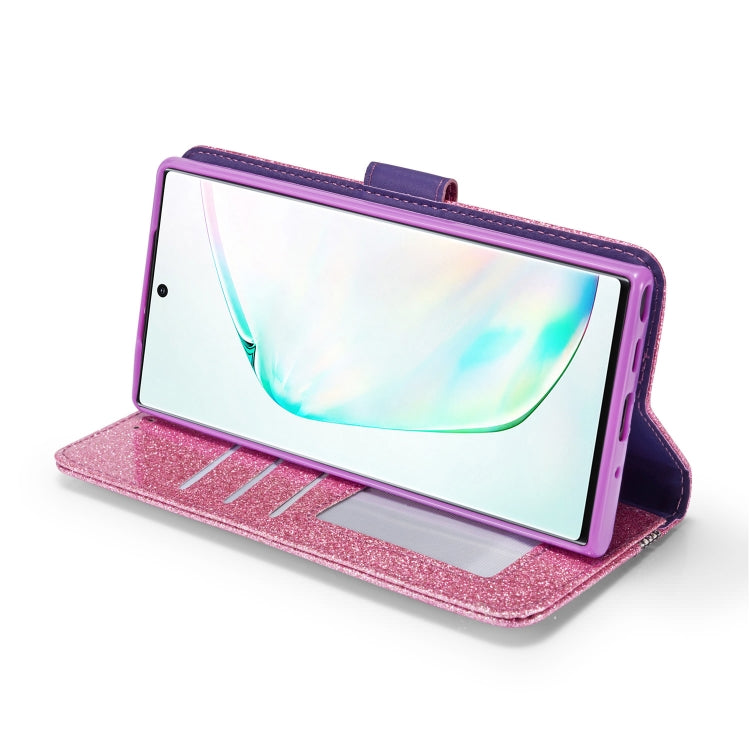 For Samsung Galaxy Note10 Glitter Powder Butterfly Leather Phone Case