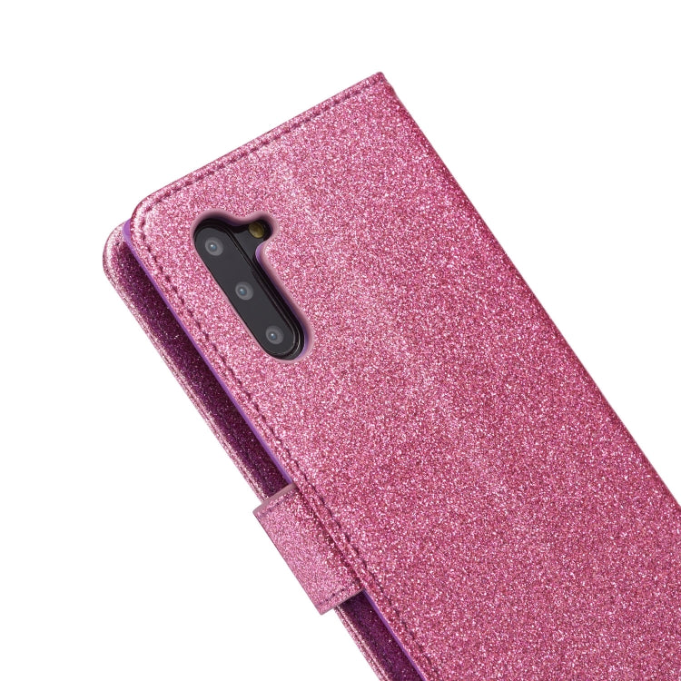 For Samsung Galaxy Note10 Glitter Powder Butterfly Leather Phone Case