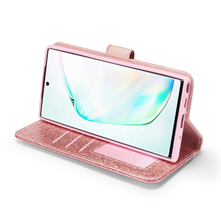 For Samsung Galaxy Note10 Glitter Powder Butterfly Leather Phone Case