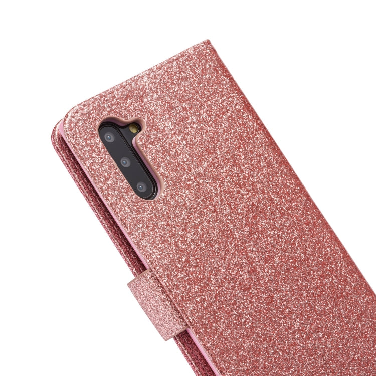 For Samsung Galaxy Note10 Glitter Powder Butterfly Leather Phone Case