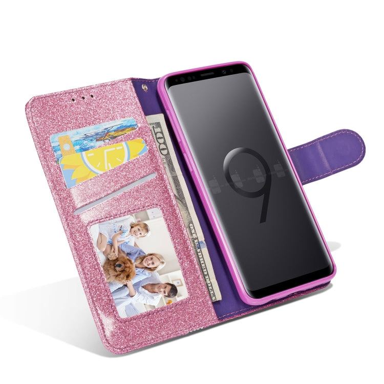 For Samsung Galaxy S9 Glitter Powder Butterfly Leather Phone Case
