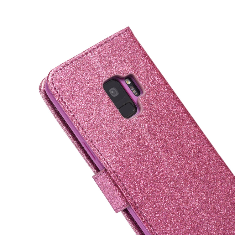 For Samsung Galaxy S9 Glitter Powder Butterfly Leather Phone Case