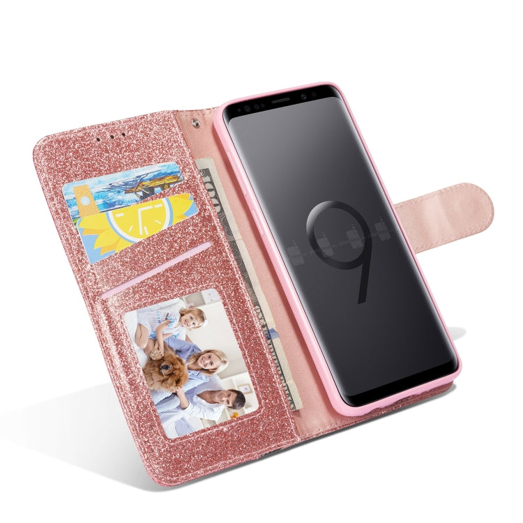 For Samsung Galaxy S9 Glitter Powder Butterfly Leather Phone Case