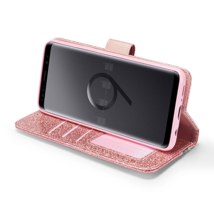 For Samsung Galaxy S9 Glitter Powder Butterfly Leather Phone Case