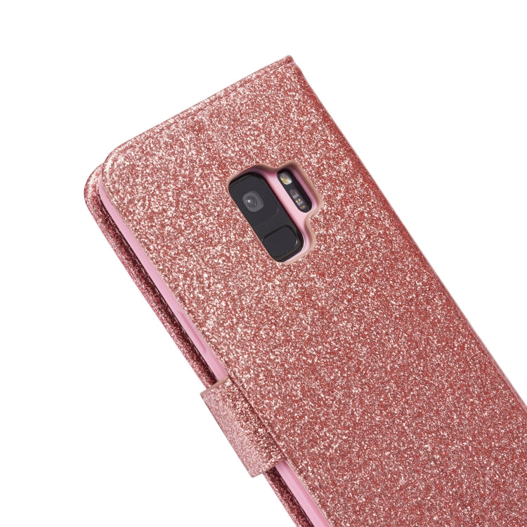 For Samsung Galaxy S9 Glitter Powder Butterfly Leather Phone Case