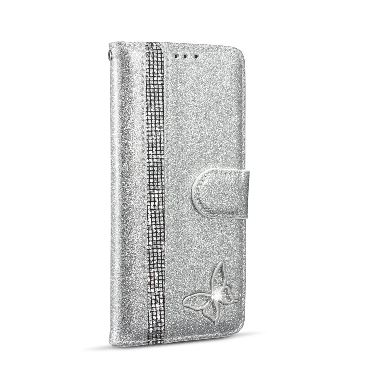 For Samsung Galaxy S9 Glitter Powder Butterfly Leather Phone Case