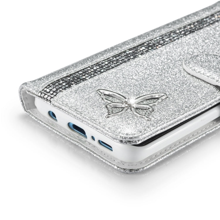 For Samsung Galaxy S9 Glitter Powder Butterfly Leather Phone Case