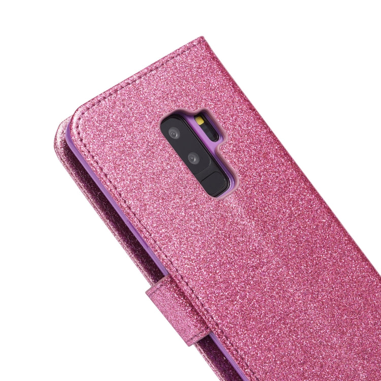 For Samsung Galaxy S9+ Glitter Powder Butterfly Leather Phone Case