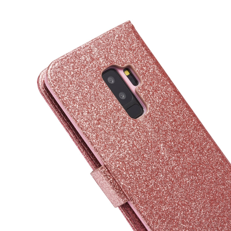 For Samsung Galaxy S9+ Glitter Powder Butterfly Leather Phone Case