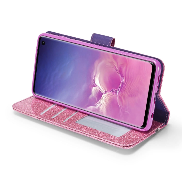 For Samsung Galaxy S10 Glitter Powder Butterfly Leather Phone Case