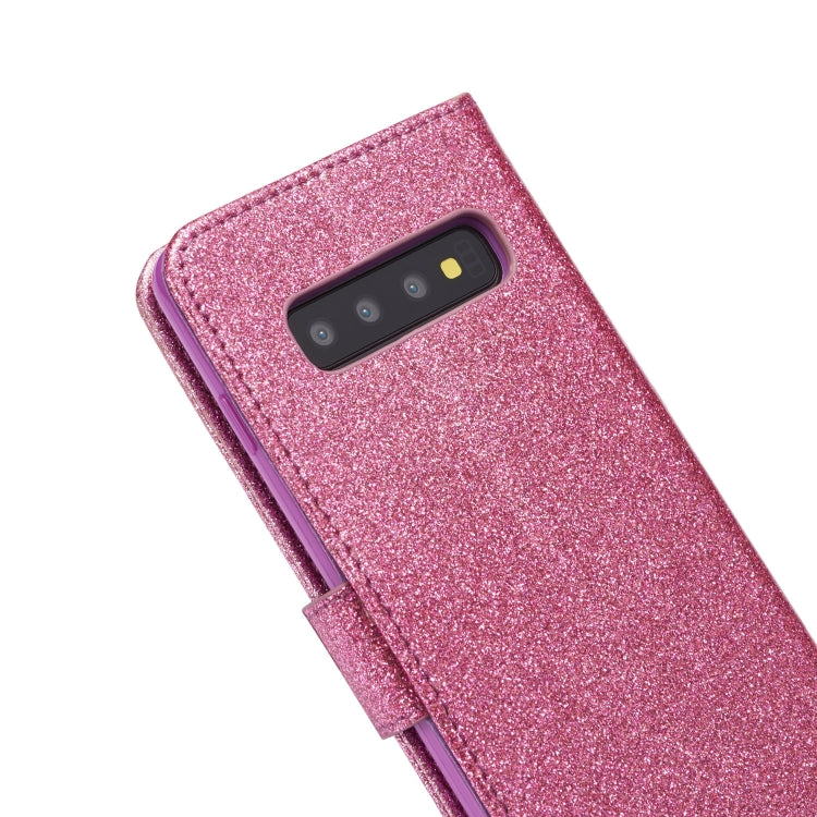 For Samsung Galaxy S10 Glitter Powder Butterfly Leather Phone Case