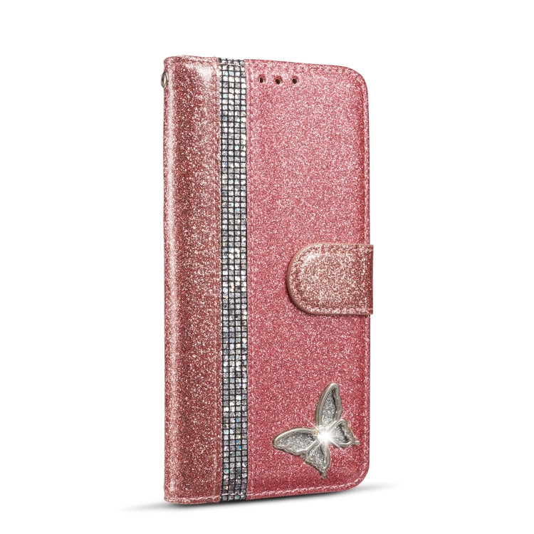 For Samsung Galaxy S10 Glitter Powder Butterfly Leather Phone Case