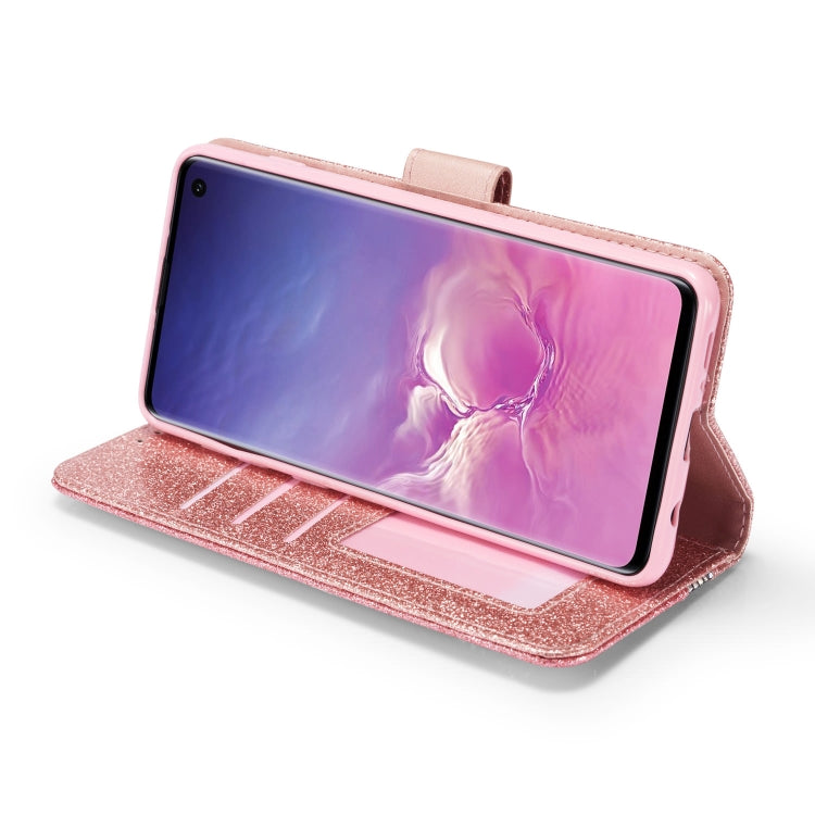 For Samsung Galaxy S10 Glitter Powder Butterfly Leather Phone Case