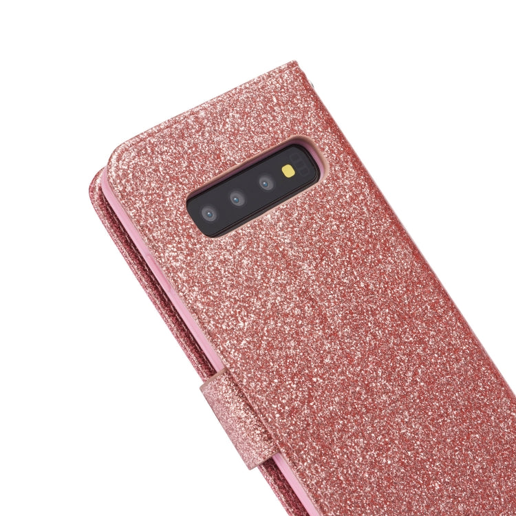 For Samsung Galaxy S10 Glitter Powder Butterfly Leather Phone Case