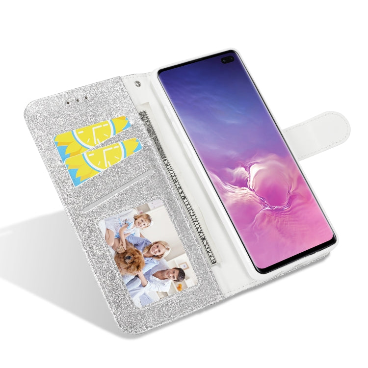 For Samsung Galaxy S10 Glitter Powder Butterfly Leather Phone Case