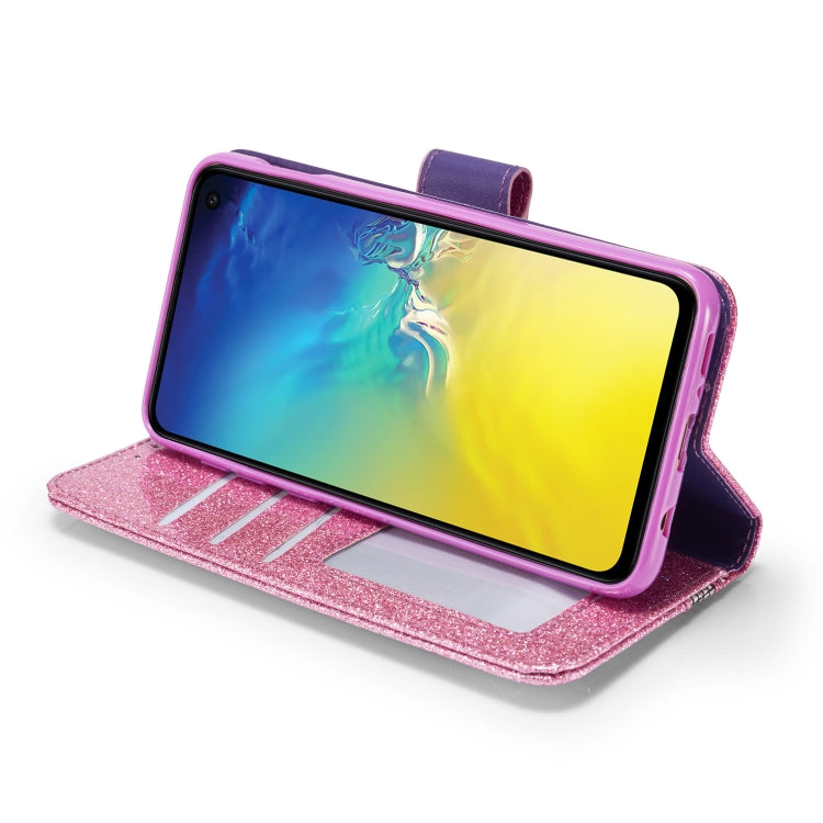 For Samsung Galaxy S10e Glitter Powder Butterfly Leather Phone Case