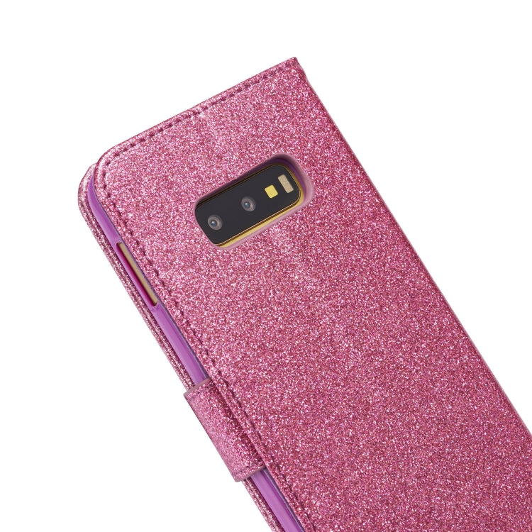 For Samsung Galaxy S10e Glitter Powder Butterfly Leather Phone Case