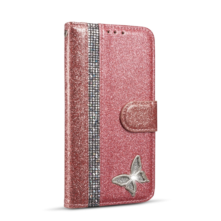 For Samsung Galaxy S10e Glitter Powder Butterfly Leather Phone Case